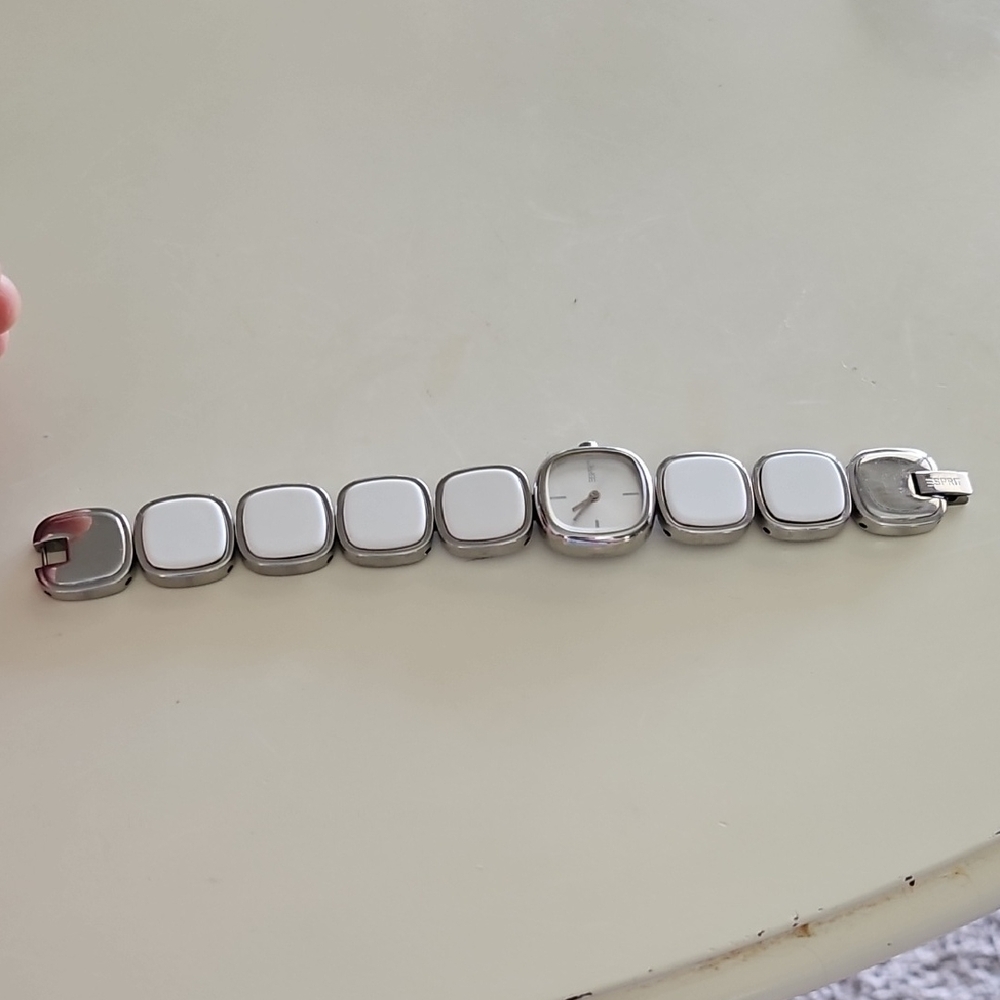 Silver and White Wearable Watch